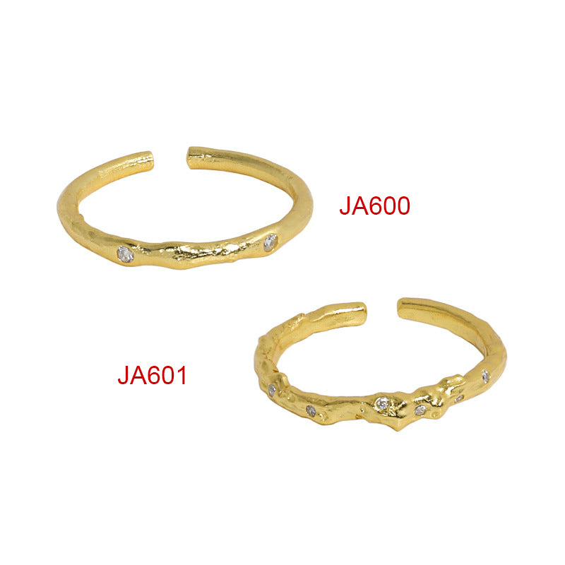 Unregelmäßiger CZ Ring 925 Sterling Silber verstellbar minimal