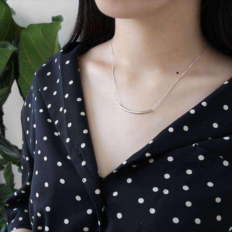 Geometry Square Tube Smile Halskette 925 Sterling Silber