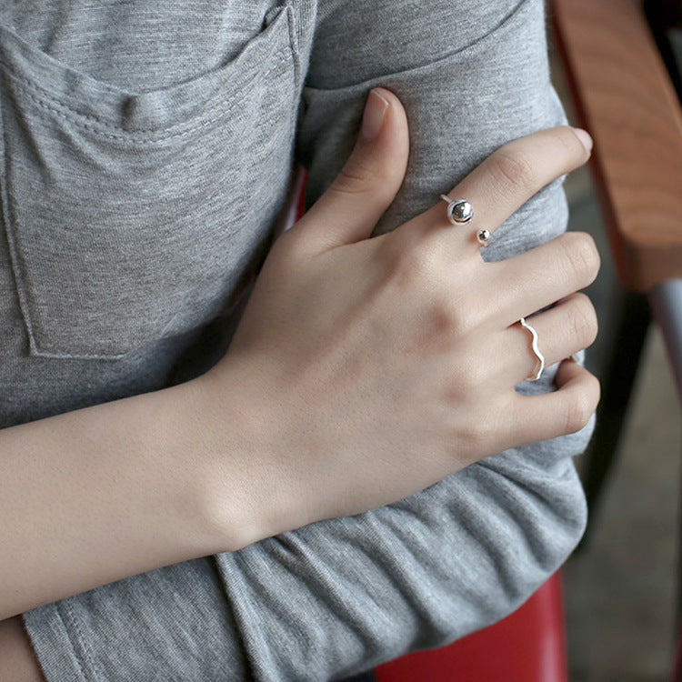 Doppelperlen Ring 925 Sterling Silber - Verstellbar & Elegant