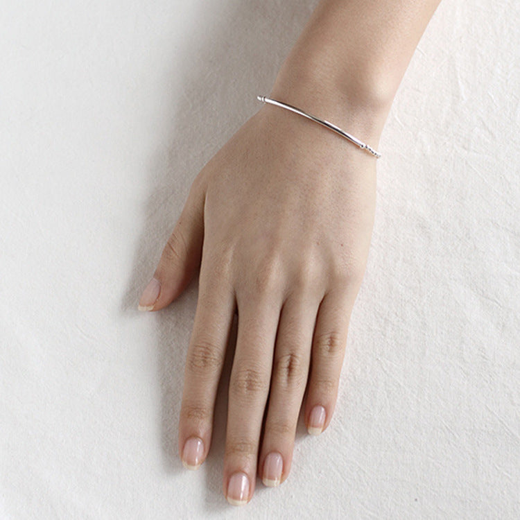 Simple 2mm Beads Tube 925 Sterling Silver Bracelet - SterlingSilberSchmuck