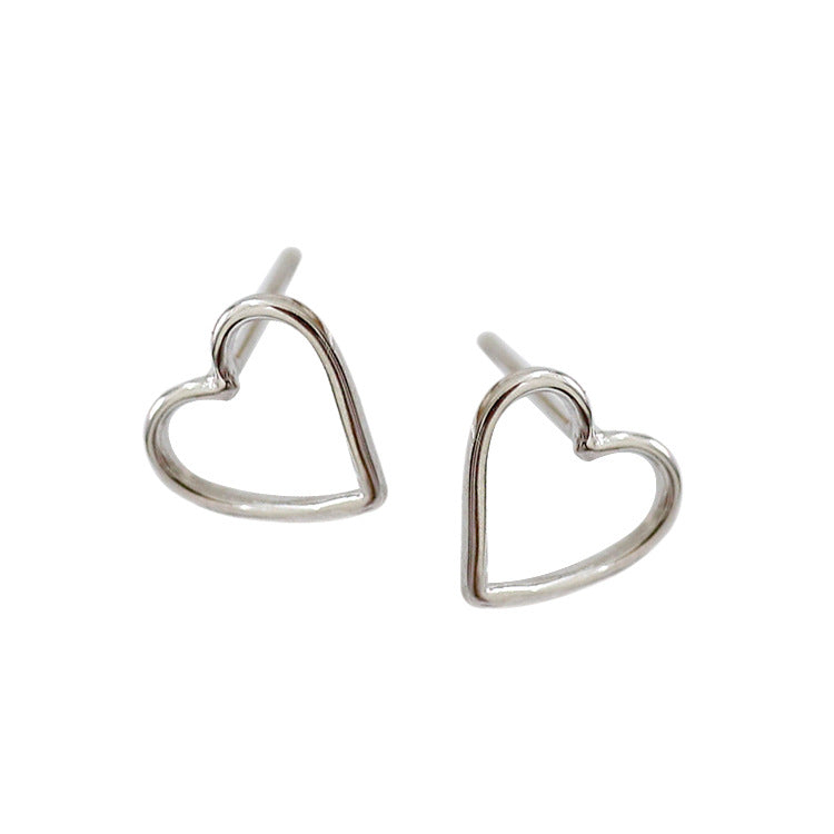 Hollow Heart Ohrringe - 925 Sterling Silber Herz Stecker