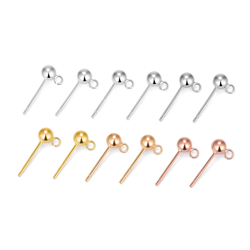 Simple Beads Ball 925 Sterling Silver DIY Earring Bails - SterlingSilberSchmuck