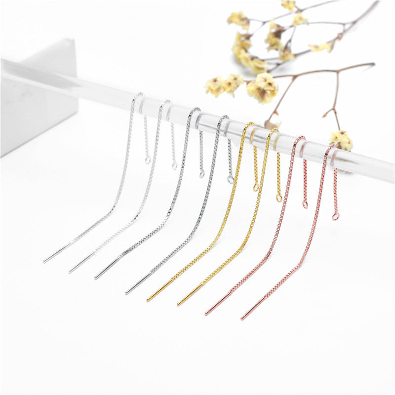 Simple Box Chain 925 Sterling Silver DIY Earring Settings - SterlingSilberSchmuck