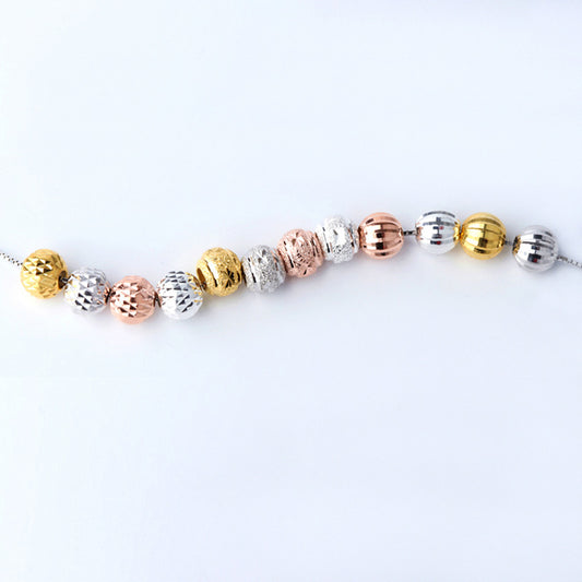 8mm Watermelon Pineapple 925 Sterling Silver DIY Beads - SterlingSilberSchmuck