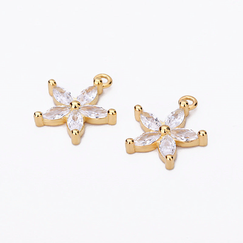 Sweet CZ Star Flower 925 Sterling Silver DIY Charm - SterlingSilberSchmuck