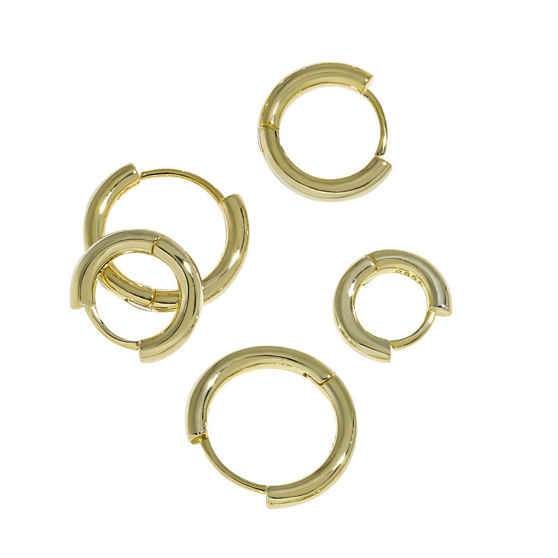 Casual Simple Geometry Circle 925 Sterling Silver Huggie Hoop Earrings - SterlingSilberSchmuck