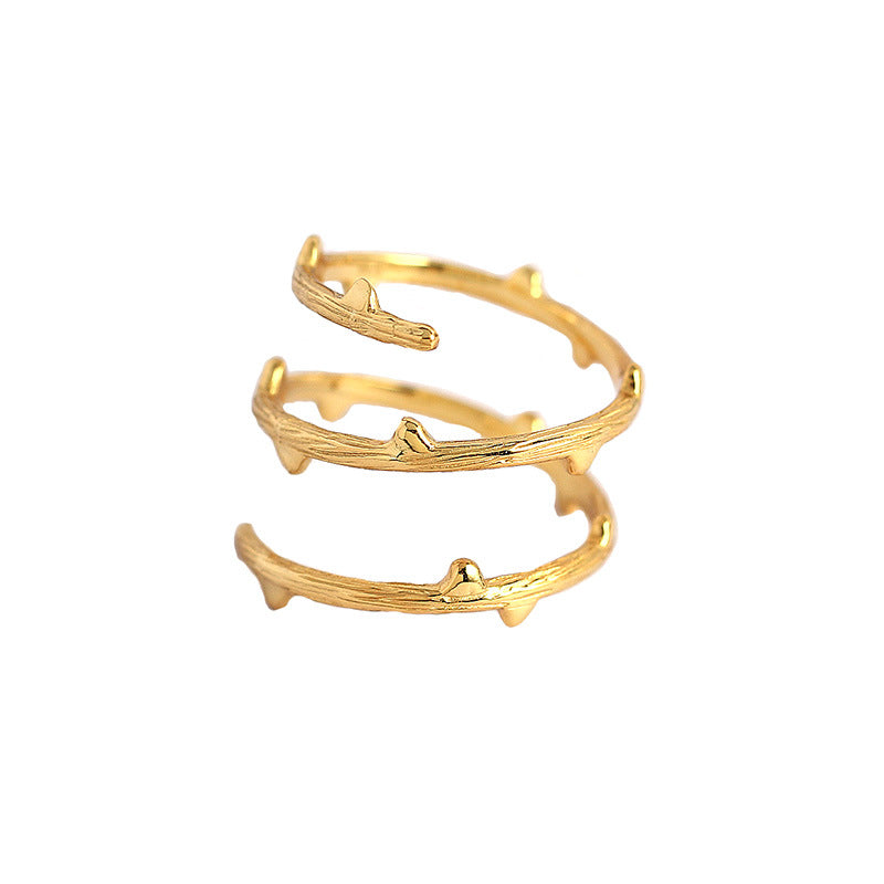 Fashion Triple Layers Branch 925 Sterling Silver Adjustable Ring - SterlingSilberSchmuck