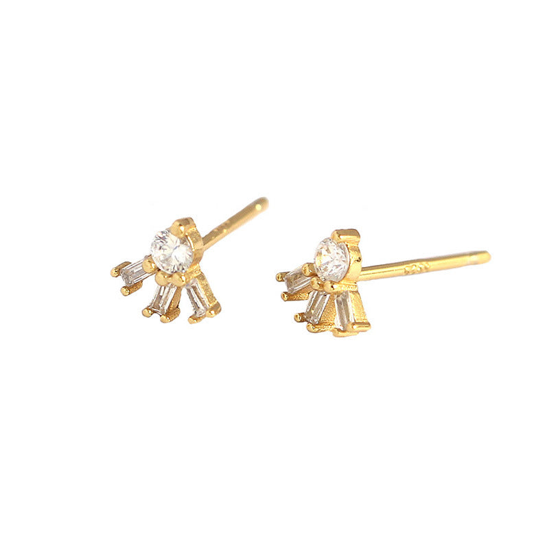 Simple CZ Sunshine 925 Sterling Silver Stud Earrings - SterlingSilberSchmuck