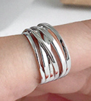 Mehrschicht Kreuz Ring 925 Sterling Silber verstellbar modern