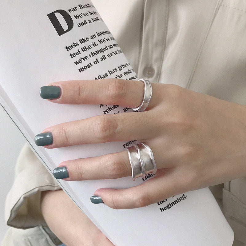 Unregelmäßiger konkaver Ring 925 Sterling Silber verstellbar
