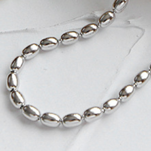 New Oval Beads 925 Sterling Silver Choker Necklace - SterlingSilberSchmuck