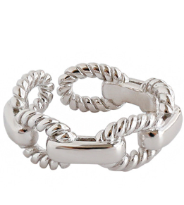 Twisted Hollow Chain Ring 925 Sterling Silber verstellbar modern