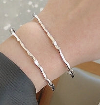 Unregelmäßiger Silber Armreif - 925 Sterling Silber Offen