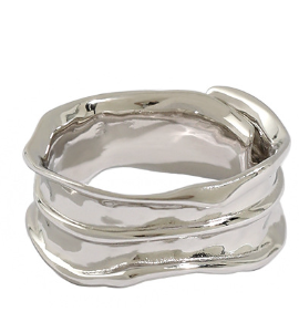 Simple Irregular Grain 925 Sterling Silver Adjustable Ring - SterlingSilberSchmuck