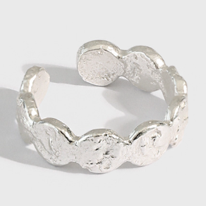 Fashion Irregular Wave Round 925 Sterling Silver Adjustable Ring - SterlingSilberSchmuck