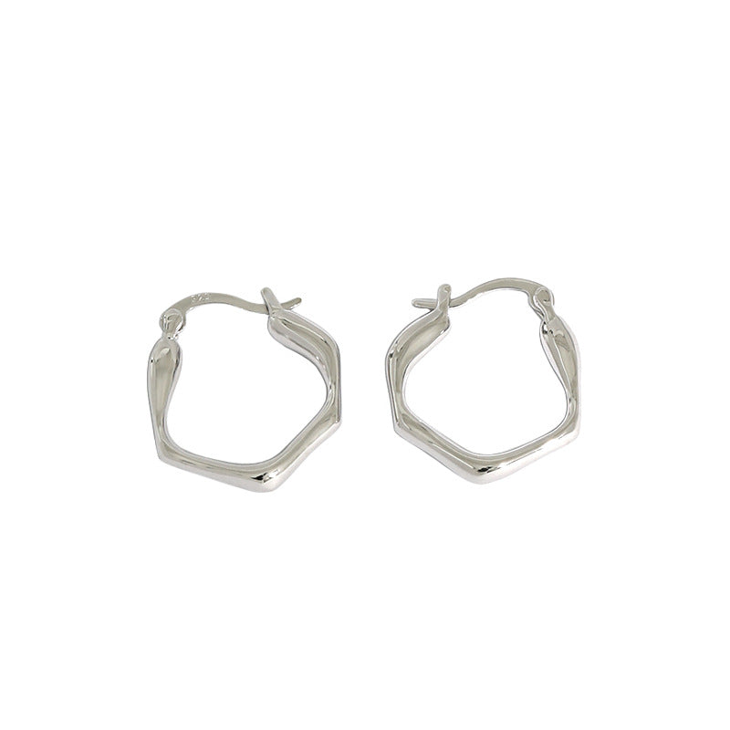 Fashion Irregular Geometry 925 Sterling Silver Hoop Earrings - SterlingSilberSchmuck