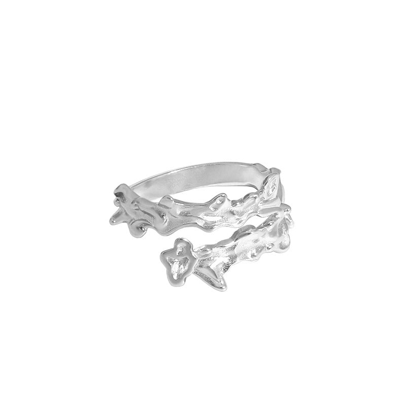 Unregelmäßiger Kreuz Ring 925 Sterling Silber verstellbar modern