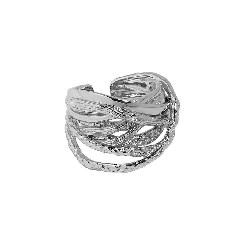 925 Sterling Silber Ring mit unregelmäßigen Linien, verstellbar, von silverbene, modischer Kreuz-Design Ring