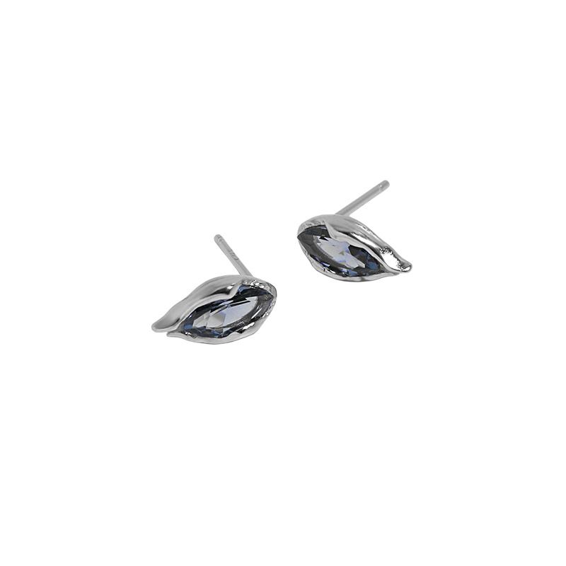 Mini Blue Waterdrop CZ 925 Sterling Silver Stud Earrings - SterlingSilberSchmuck
