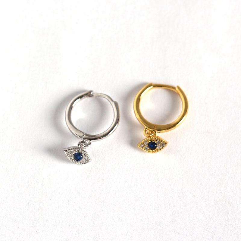 Blaues CZ Auge Hängeohrringe aus 925 Sterlingsilber – Schutzsymbol - SterlingSilberSchmuck