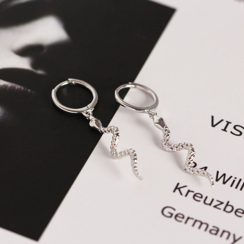 Schlangenwelle Hoop Ohrringe 925 Sterlingsilber Elegant