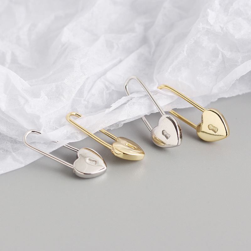 Fashion Heart Lock 925 Sterling Silver Hoop Earrings - SterlingSilberSchmuck