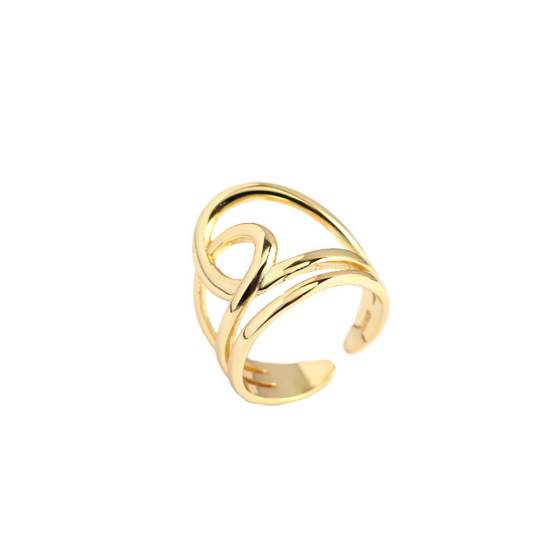 Sterlingsilber Ring mit doppelter Schicht und Kreuzdesign, verstellbar, von silverbene, detailreiches Schmuckstück.