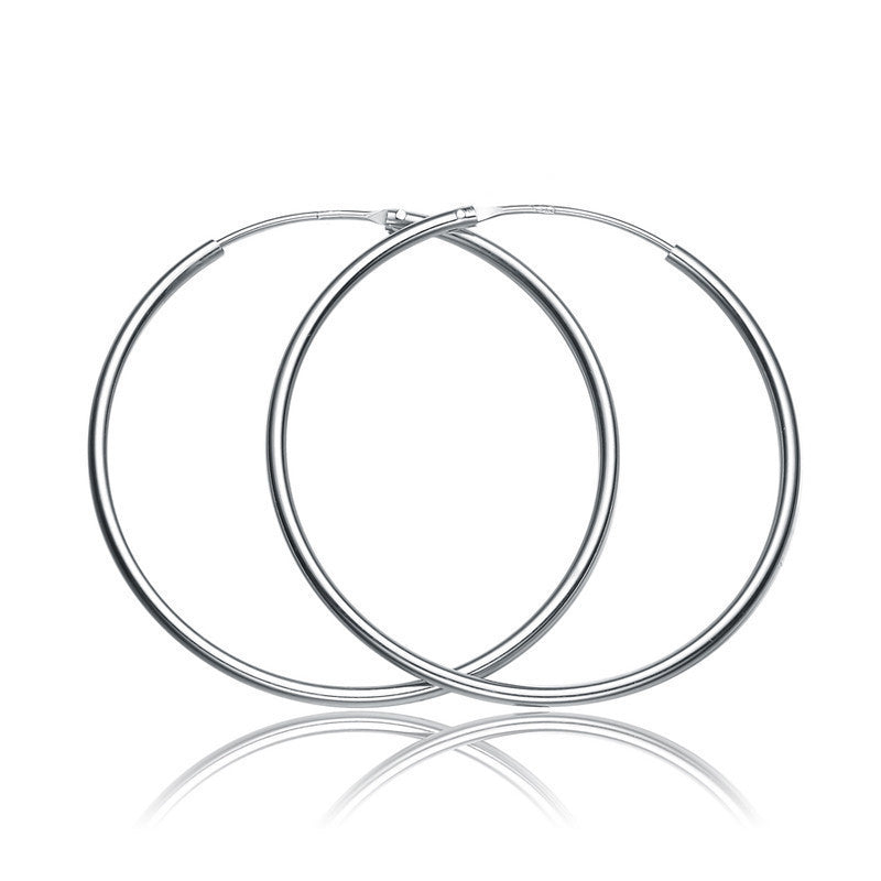Simple Concise Elegant Women 925 Sterling Sliver Huggie Hoop Earrings - SterlingSilberSchmuck