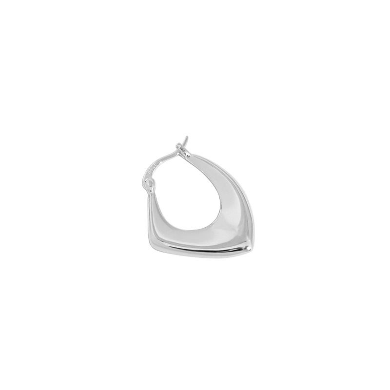 Geometry Irregular Hollow Rhombus 925 Sterling Silver Hoop Earring (Single) - SterlingSilberSchmuck