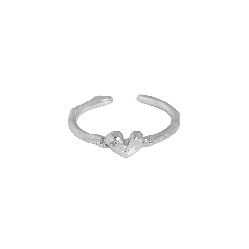 Unregelmäßiger CZ Herz Ring 925 Sterling Silber verstellbar elegant