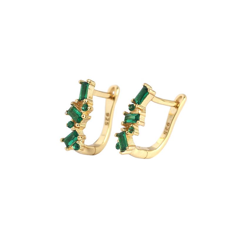 New CZ U Shape 925 Sterling Silver Hoop Earrings - SterlingSilberSchmuck