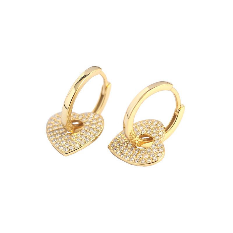 CZ Herz Hoop Ohrringe 925 Sterling Silber Damen verstellbar