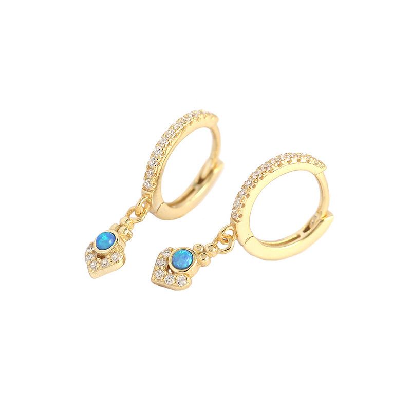 Boho Opal Geometrie Hoop Ohrringe 925 Sterlingsilber Elegant