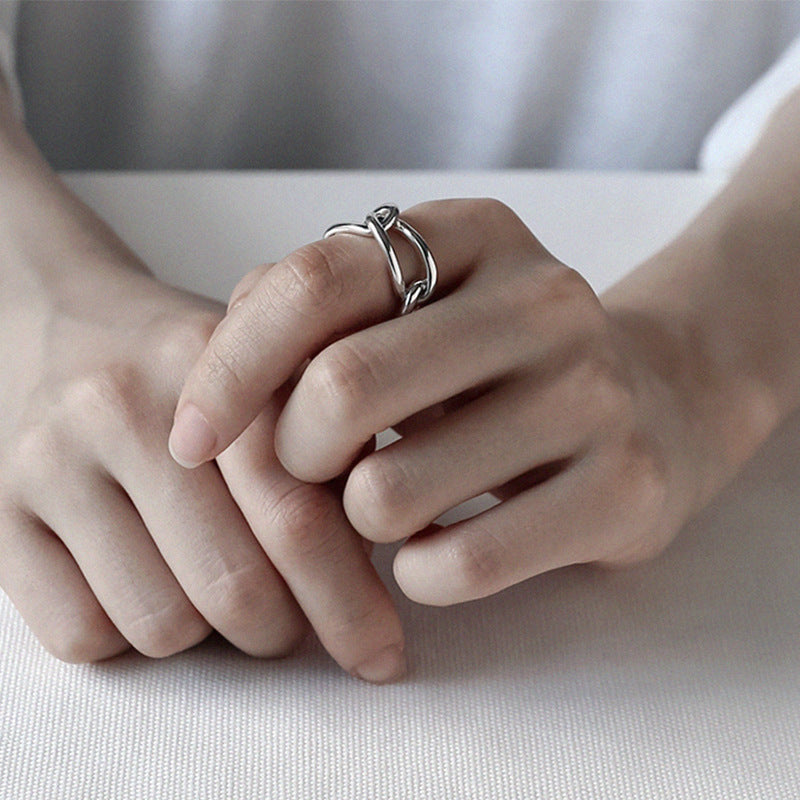 Geometrischer Hohlrechteck Ring aus 925 Sterlingsilber – ModernSilver Ring - SterlingSilberSchmuck