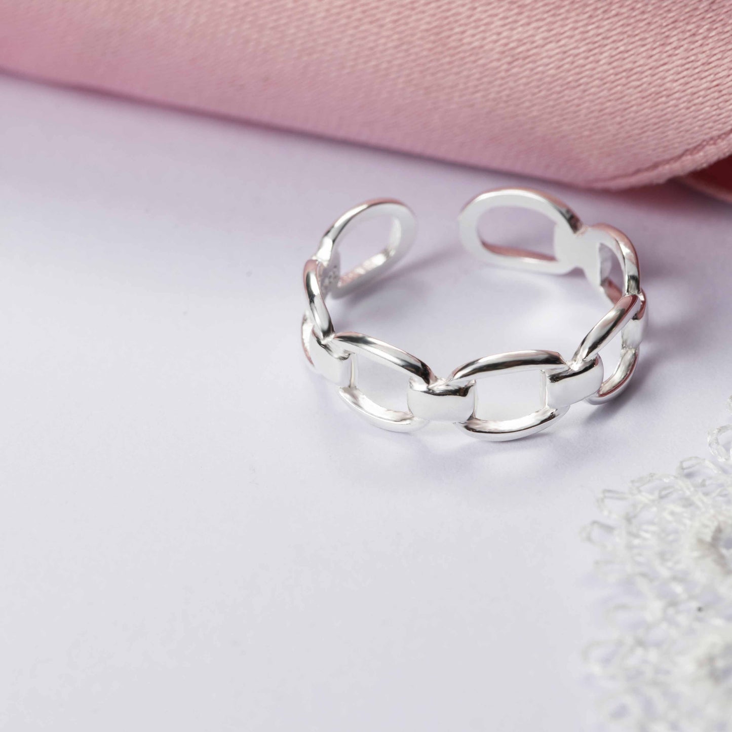 Bambus Ring 925 Sterling Silber verstellbar geometrisch modern