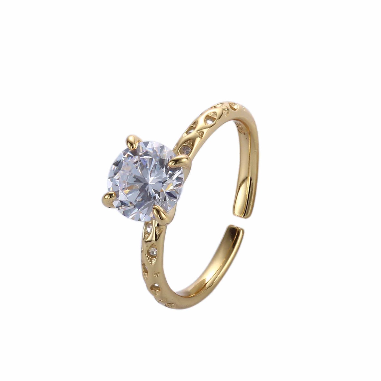 Runder CZ Statement Ring 925 Sterling Silber verstellbar elegant
