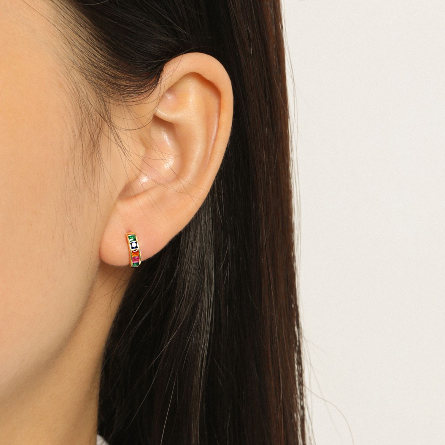 Party Geometry Colorful CZ 925 Sterling Silver Hoop Earrings - SterlingSilberSchmuck