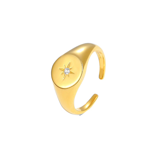 Funkelnder CZ Sonnenstern Ring aus 925er Silber, verstellbar, elegant, mit strahlenden Zirkonia-Steinen, von silverbene.