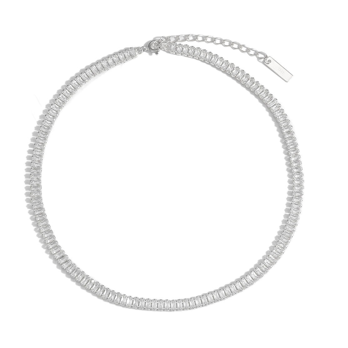 Classic Rectangle CZ Geometry 925 Sterling Silver Necklace - SterlingSilberSchmuck