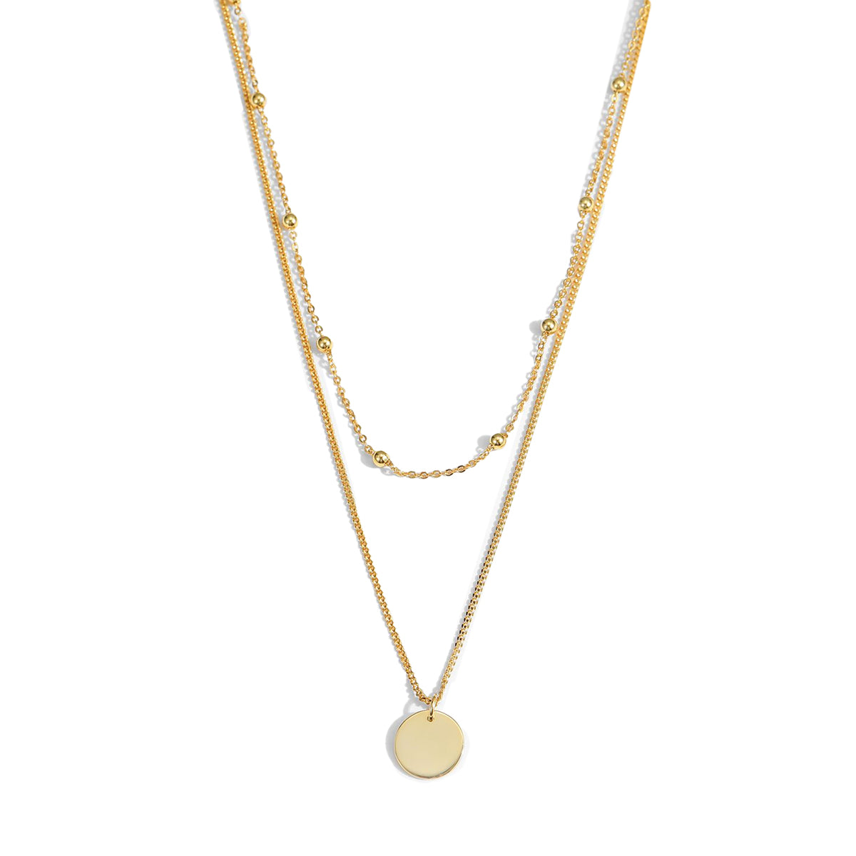 Choker Halskette mit Doppelperlen Münzanhänger aus 925 Sterlingsilber - SterlingSilberSchmuck