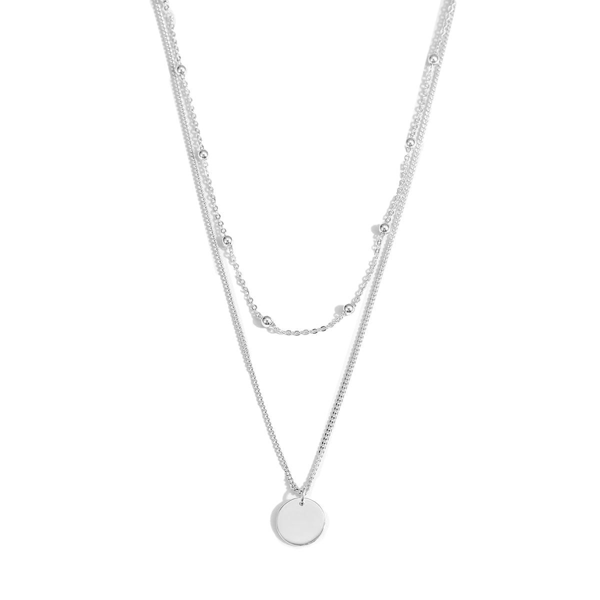 Choker Halskette mit Doppelperlen Münzanhänger aus 925 Sterlingsilber - SterlingSilberSchmuck