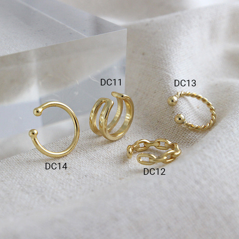 Simple Hollow Chain Twisted 925 Sterling Silver Non-Pierced Earrings(Single) - SterlingSilberSchmuck