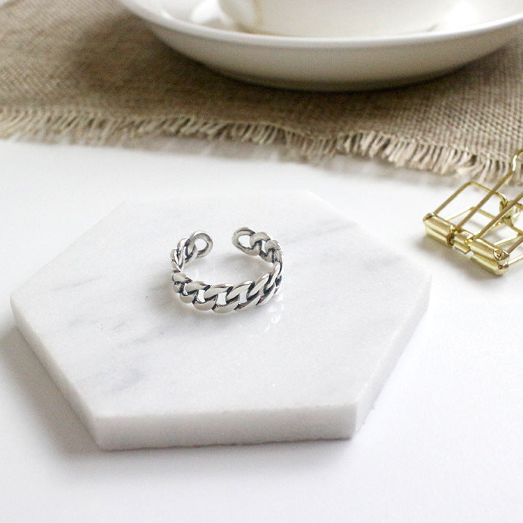 Vintage Netz Ring 925 Sterling Silber verstellbar modern elegant