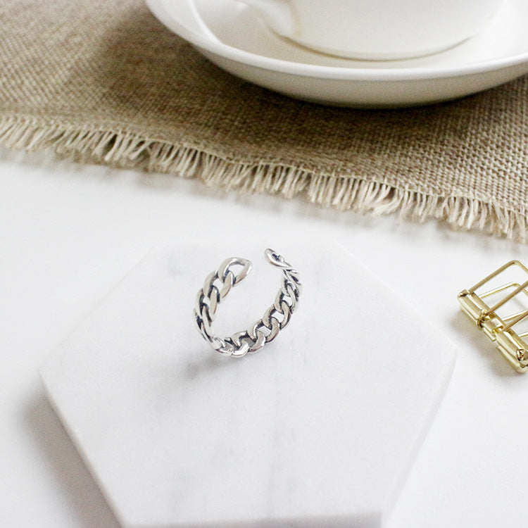 Vintage Netz Ring 925 Sterling Silber verstellbar modern elegant