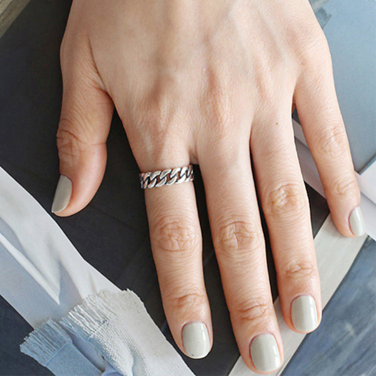 Vintage Netz Ring 925 Sterling Silber verstellbar modern elegant