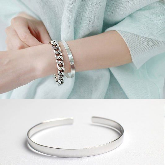 Glatter Silber Bangle 925 Sterling Silber Armreif minimalistisch