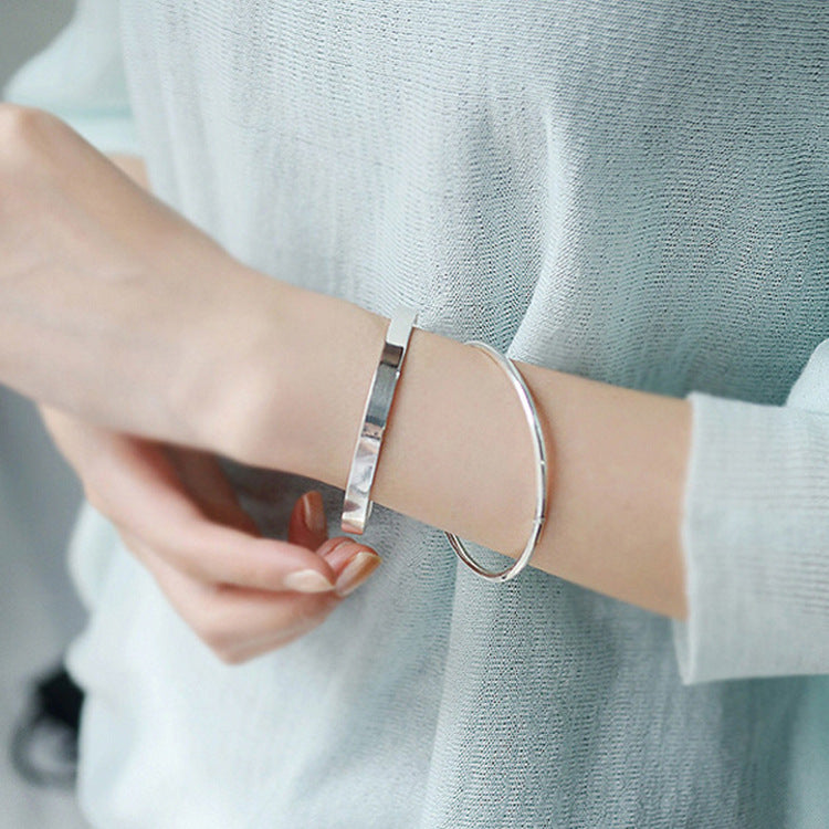 Glatter Silber Bangle 925 Sterling Silber Armreif minimalistisch