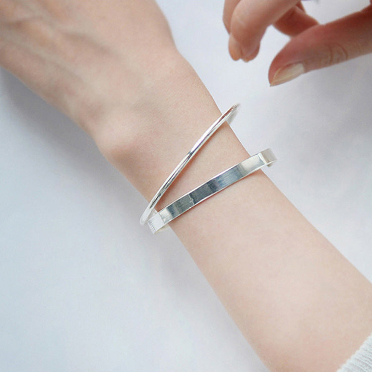 Glatter Silber Bangle 925 Sterling Silber Armreif minimalistisch