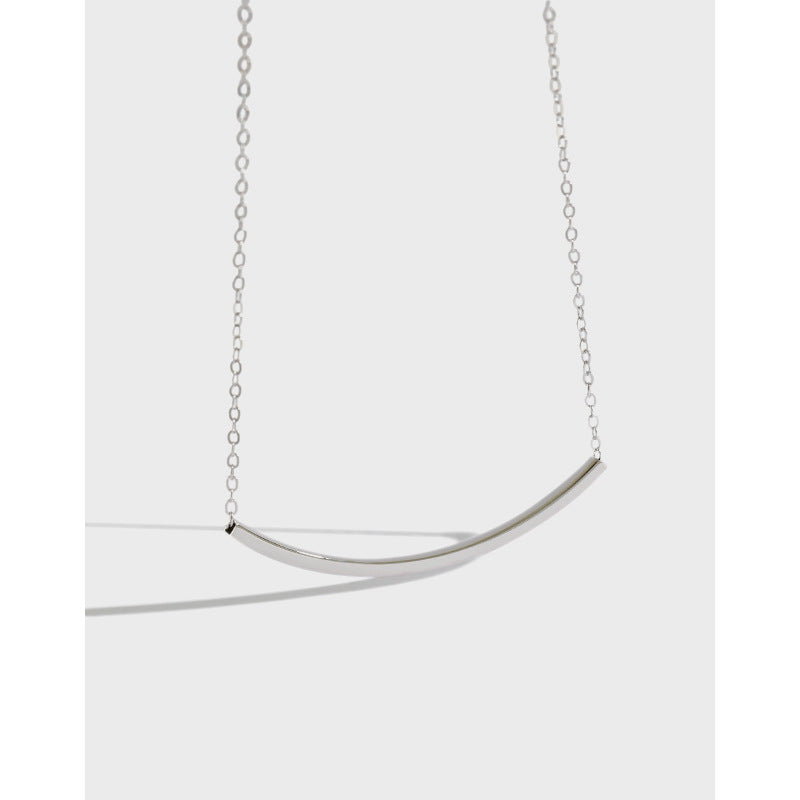 Geometry Square Tube Smile Halskette 925 Sterling Silber