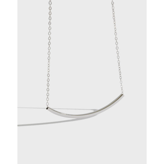 Geometry Square Tube Smile Halskette 925 Sterling Silber
